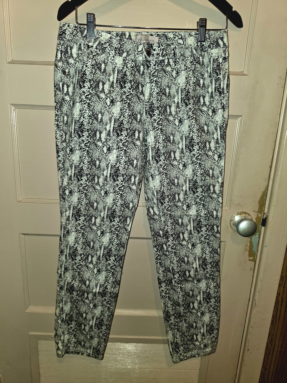 Philosophy Republic Clothing Python Snake Print Skinny Ankle Pants 8